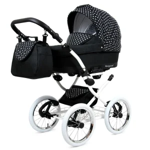 Vista alternativa de White Dots Pram Pushchair 3 in 1 – BabyLux Margaret White Travel System with Car Seat