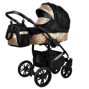 Visione alternativa di Black Deluxe Pram Pushchair 3 in 1 – BabyLux Miracle Travel System with Car Seat