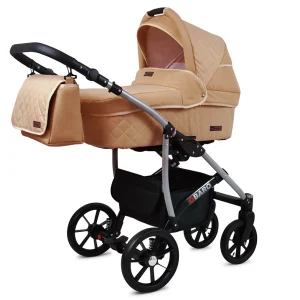 Alternative view of Beige Pram Pushchair 3 in 1 – BabyLux Qbaro Travel System with Car Seat