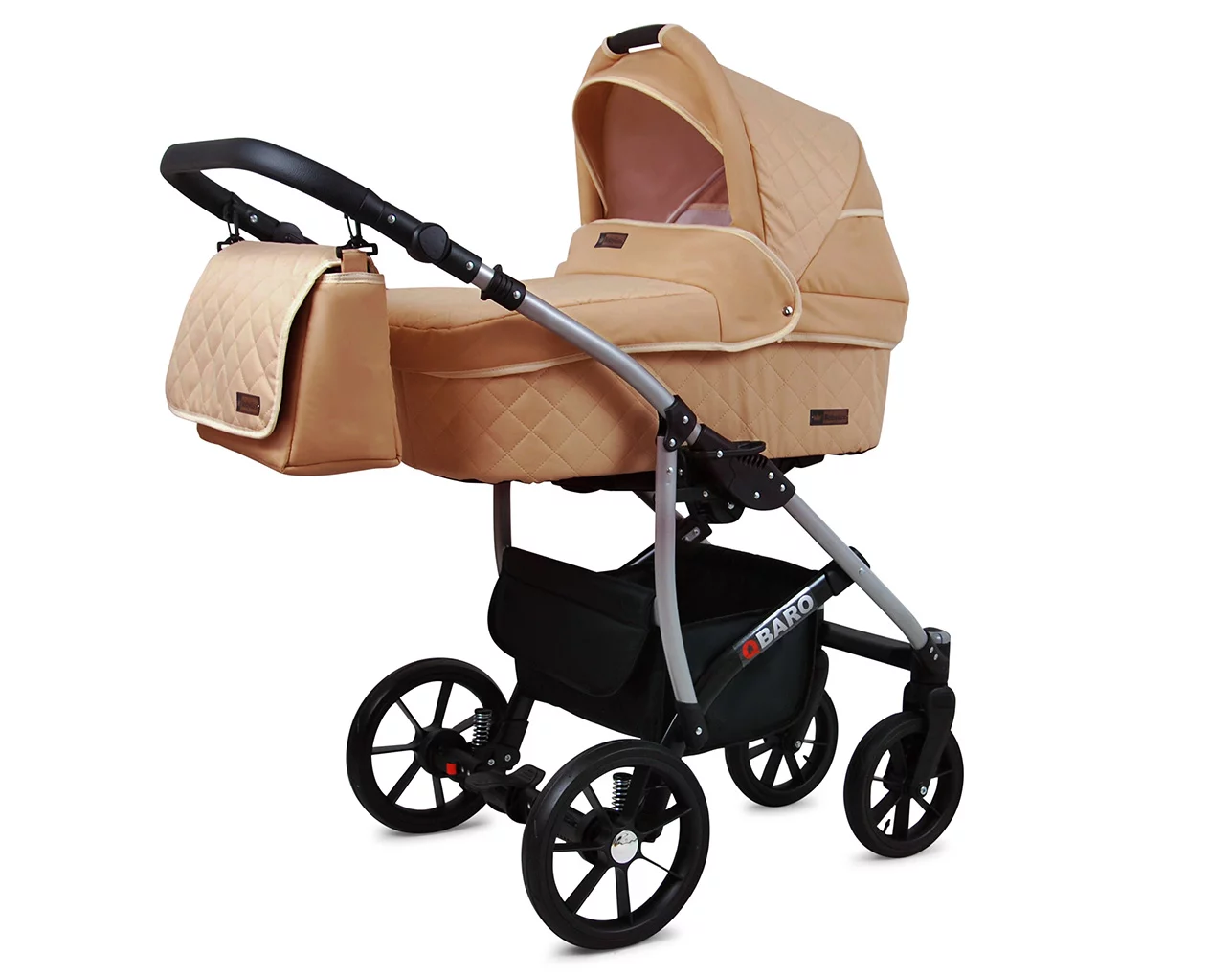 Beige Pram Pushchair 3 in 1 – BabyLux Qbaro Travel System with Car Seat - Image 2