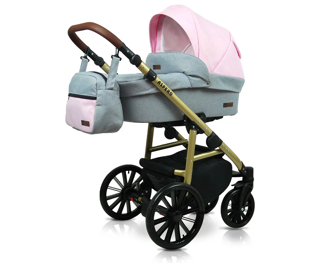 Light Pink Pram Pushchair 3 in 1 – BabyLux Aspero Travel System with Car Seat – Bild 2