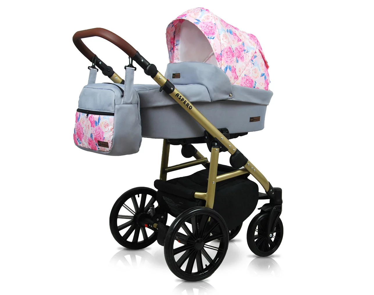 Peony And Rose Pram Pushchair 3 in 1 – BabyLux Aspero Travel System with Car Seat – Bild 2