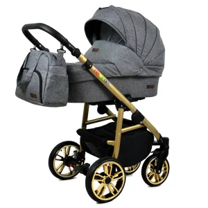 Visão alternativa de Grey Flex Pram Pushchair 3 in 1 – BabyLux Color Lux Travel System with Car Seat