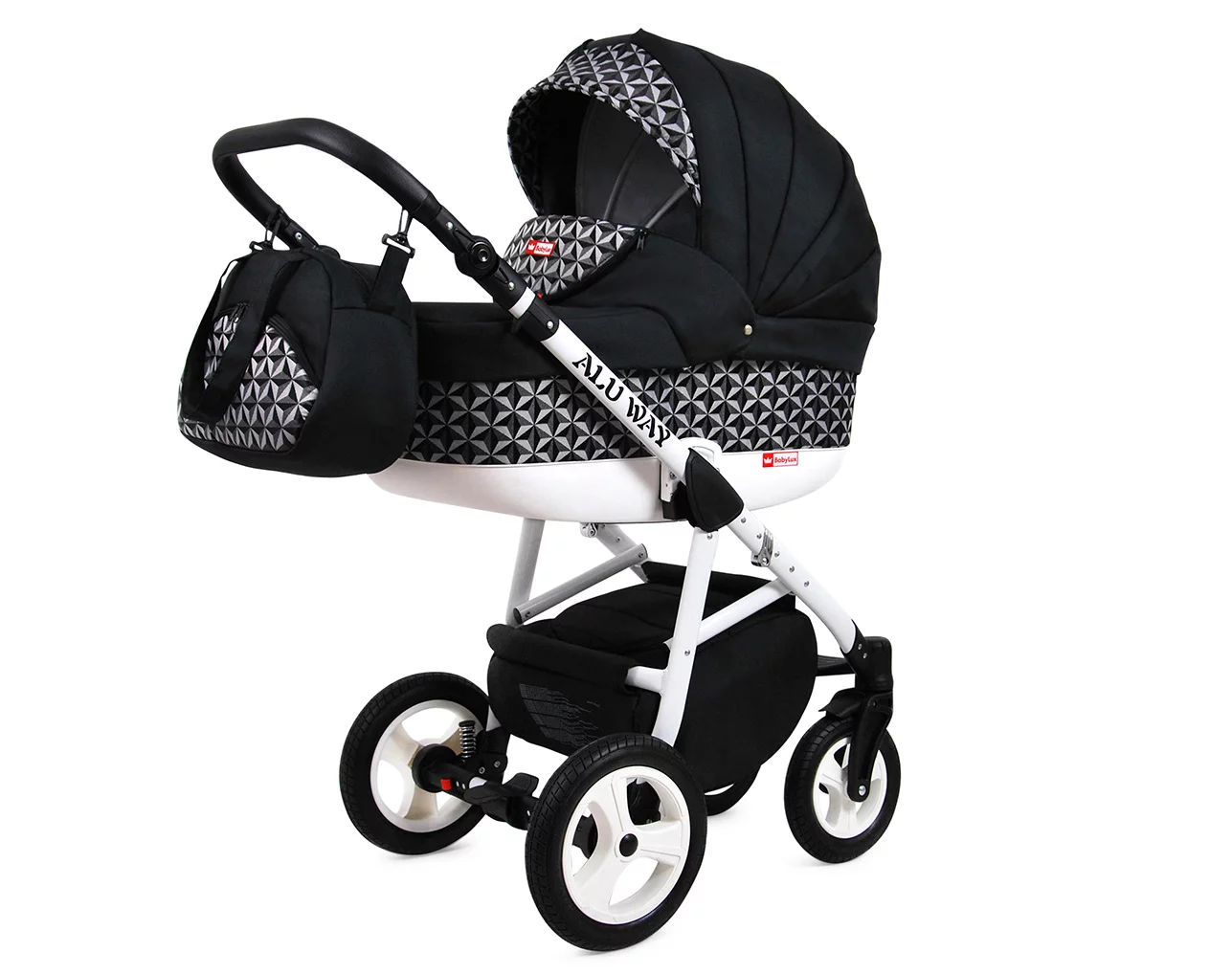 Optical Black Pram Pushchair 3 in 1 – BabyLux Alu Way Travel System with Car Seat - Obrázek 2