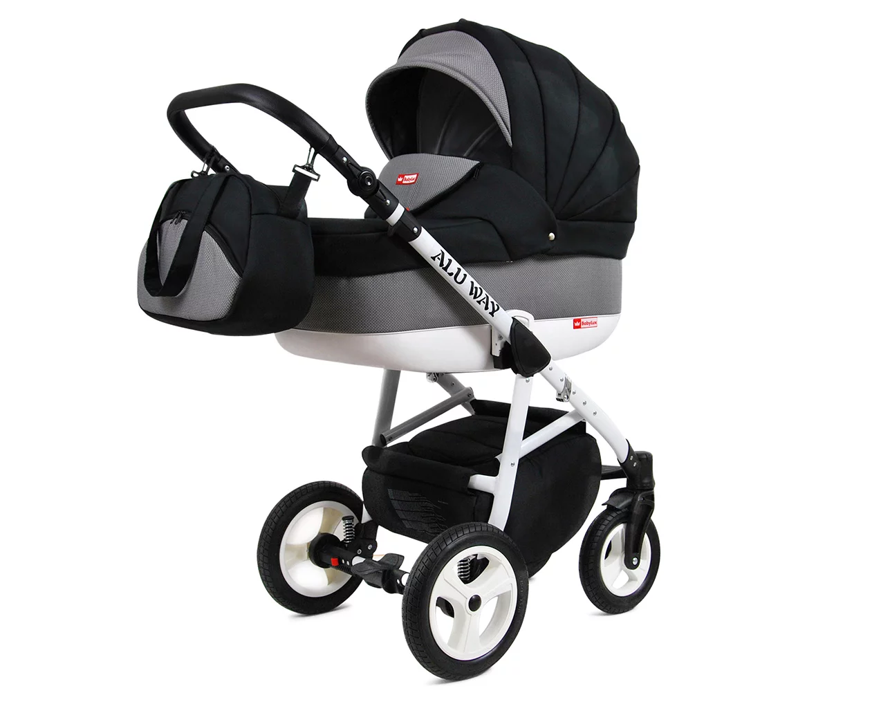 3 in 1 Luxury Stroller and Car Seat - Alu Way Pram Pushchair and Car seat by Babylux- In Carbon - Imagen 3