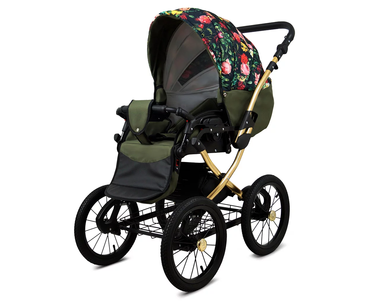 Roses With Tulips Pram Pushchair 3 in 1 – BabyLux Margaret Gold Travel System with Car Seat – Bild 3