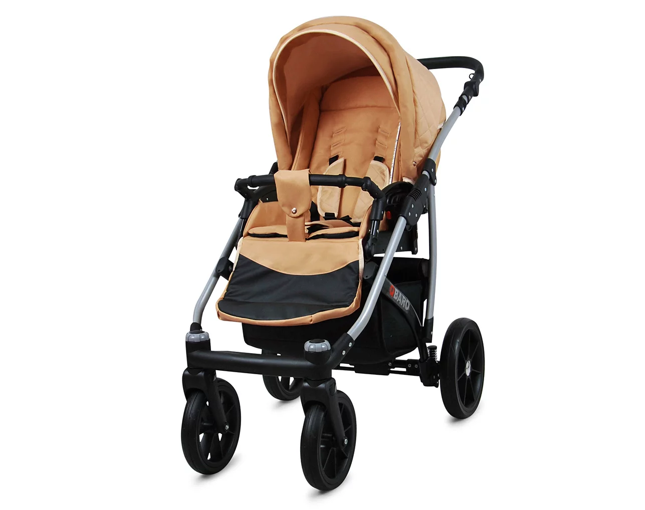 Beige Pram Pushchair 3 in 1 – BabyLux Qbaro Travel System with Car Seat - Image 3
