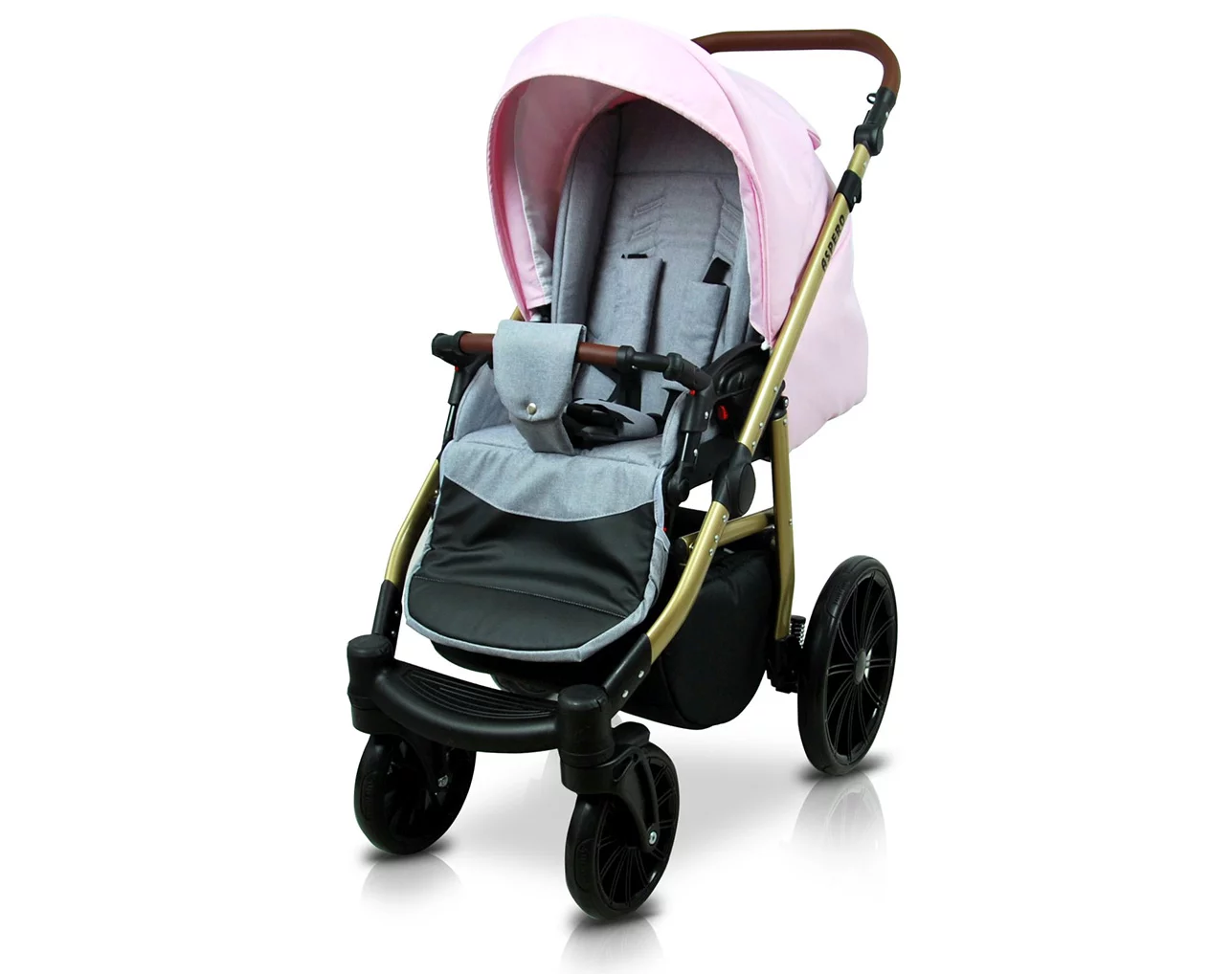 Light Pink Pram Pushchair 3 in 1 – BabyLux Aspero Travel System with Car Seat – Bild 3