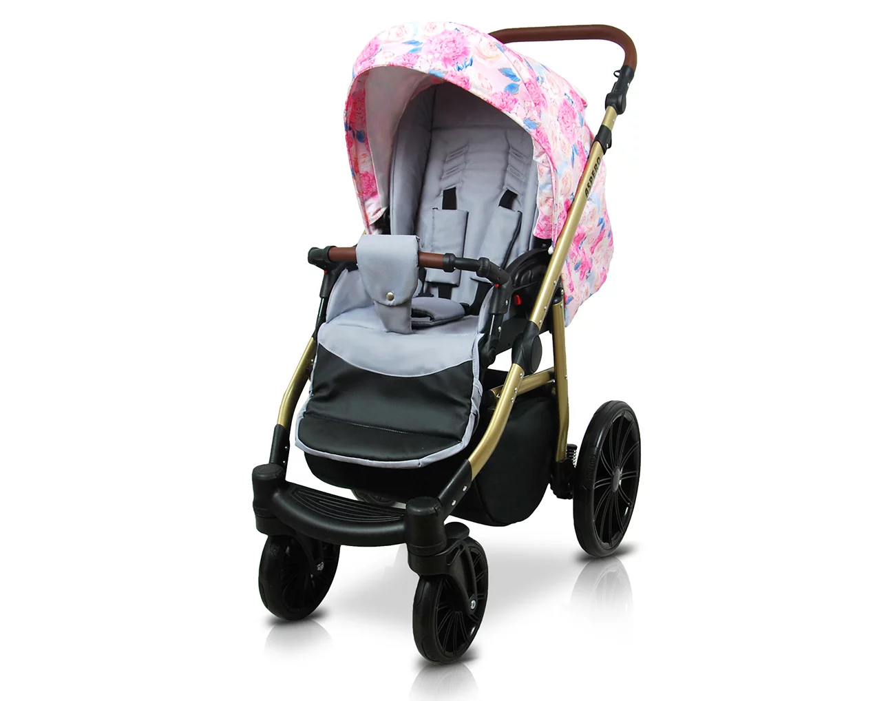 Peony And Rose Pram Pushchair 3 in 1 – BabyLux Aspero Travel System with Car Seat – Bild 3