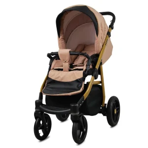 Beige Pram Pushchair 3 in 1 – BabyLux Axel Travel System with Car Seat