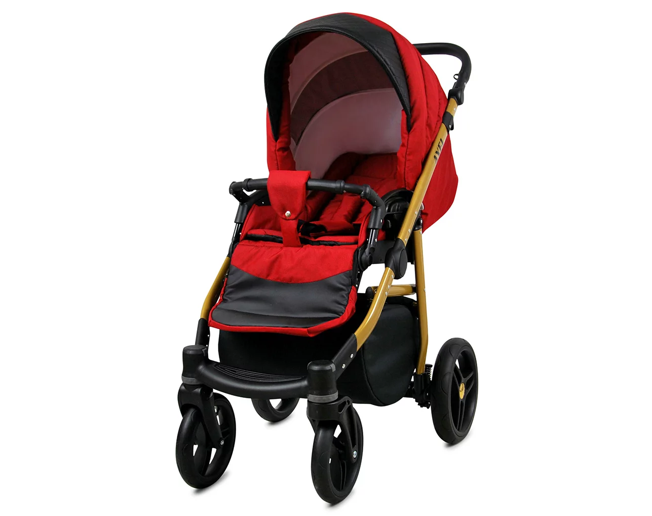 Red Pram Pushchair 3 in 1 – BabyLux Axel Travel System with Car Seat