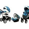 3-i-1 Lyxig Barnvagn och Bilbarnstol - Tropical Pram Barnvagn och Bilbarnstol från Babylux - I Mintgrönt Papegojor