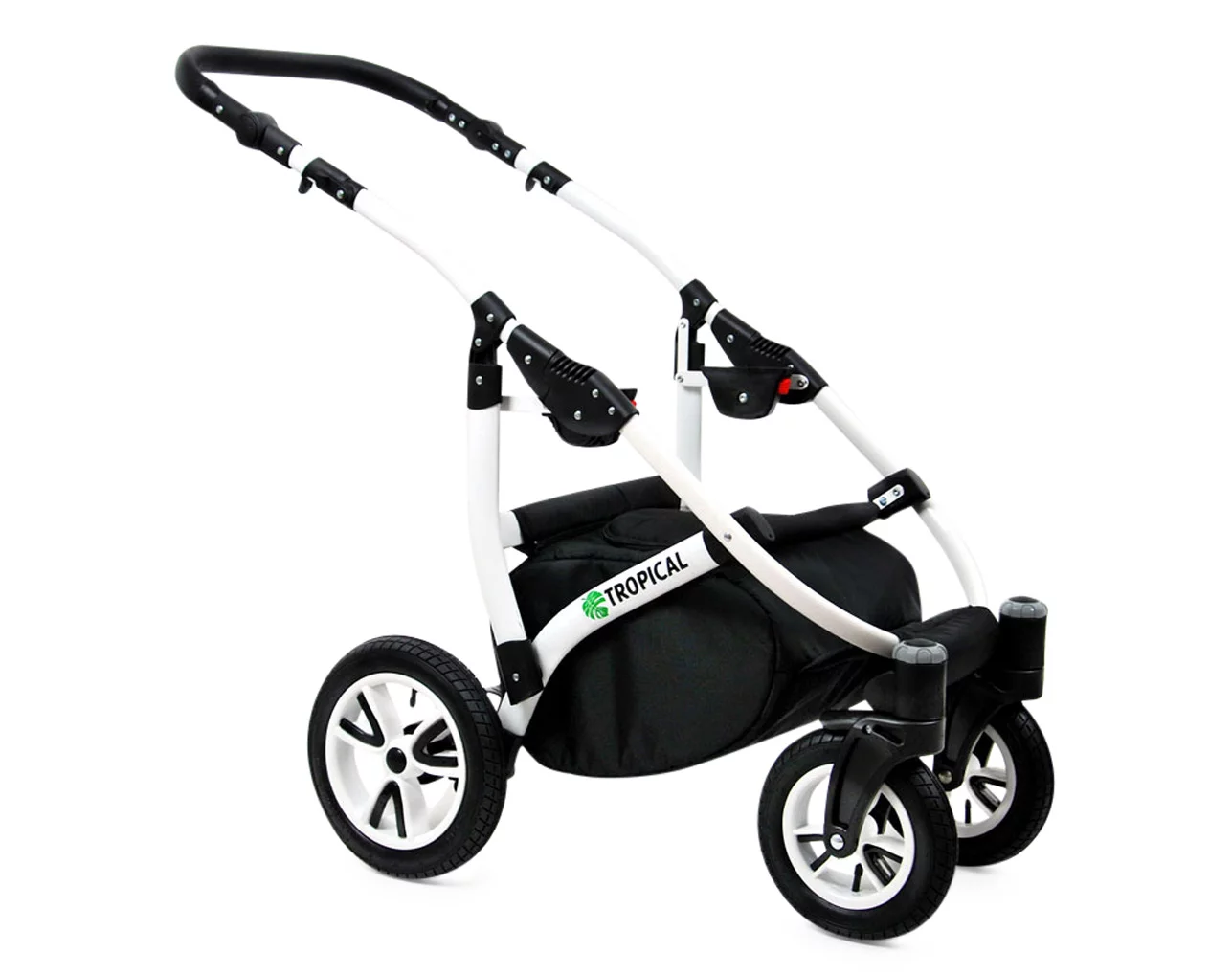 3 in 1 Luxury Stroller and Car Seat - Tropical Pram Pushchair and Car seat by Babylux- In Gold And Black Houndstooth - imagine 5