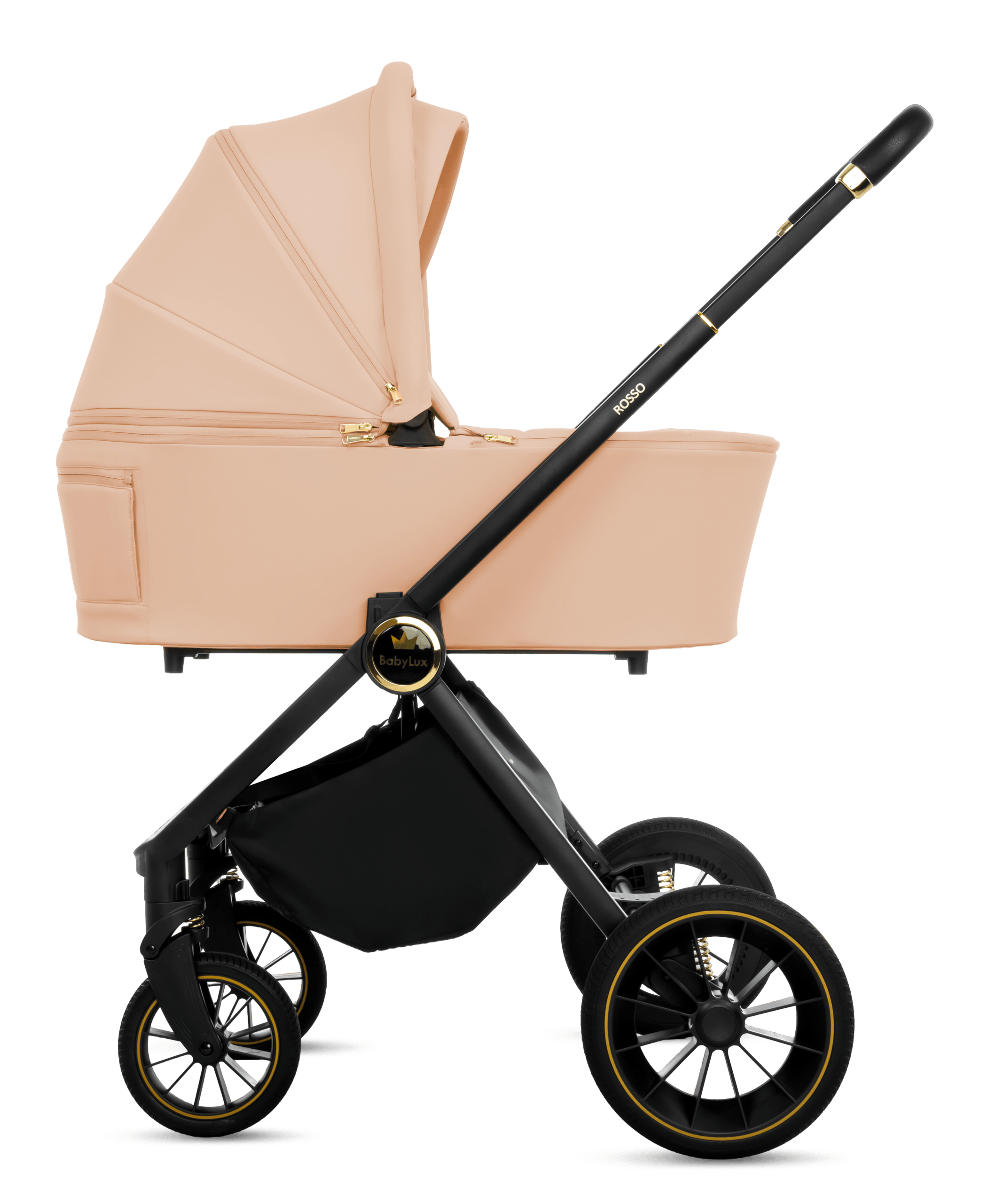 Beige Pram Pushchair 3 in 1 – BabyLux New Rosso Luxury Travel System with Car Seat - immagine 13