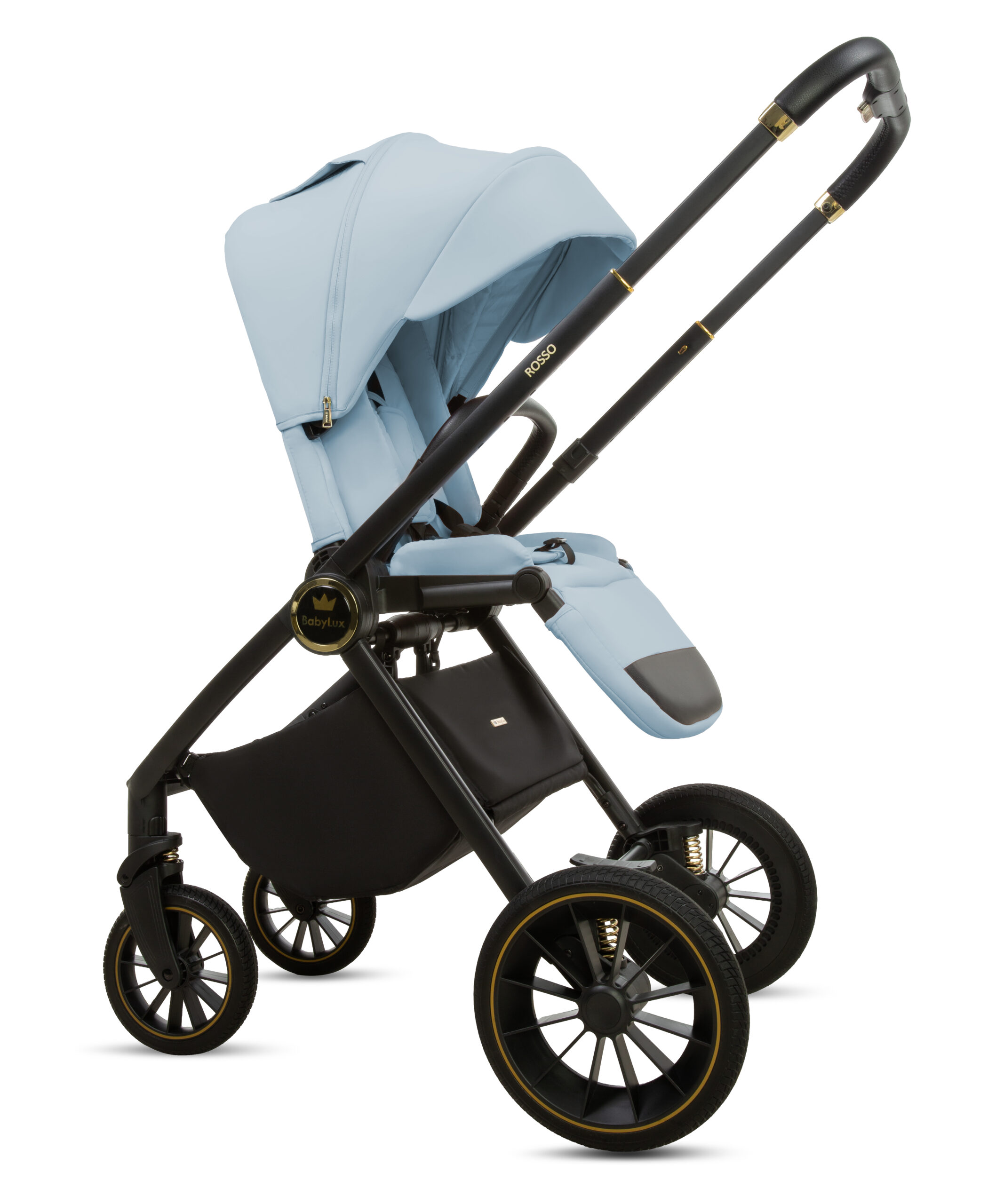 Blue Pram Pushchair 3 in 1 – BabyLux New Rosso Luxury Travel System with Car Seat - immagine 10