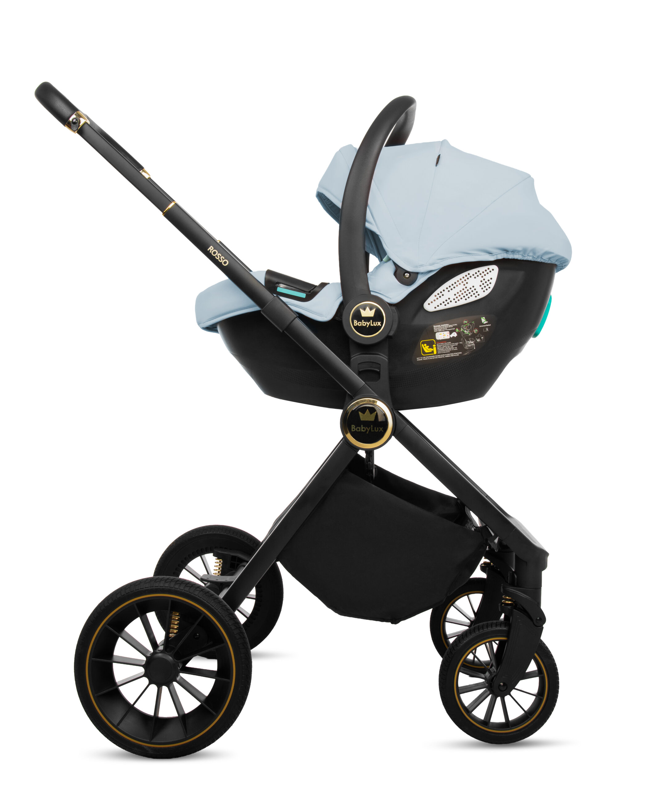Blue Pram Pushchair 3 in 1 – BabyLux New Rosso Luxury Travel System with Car Seat - immagine 8