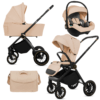 Beige Pram Pushchair 3 in 1 – BabyLux New Rosso  Luxury Travel System with Car Seat