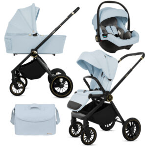 Blue Pram Pushchair 3 in 1 – BabyLux New Rosso  Luxury Travel System with Car Seat