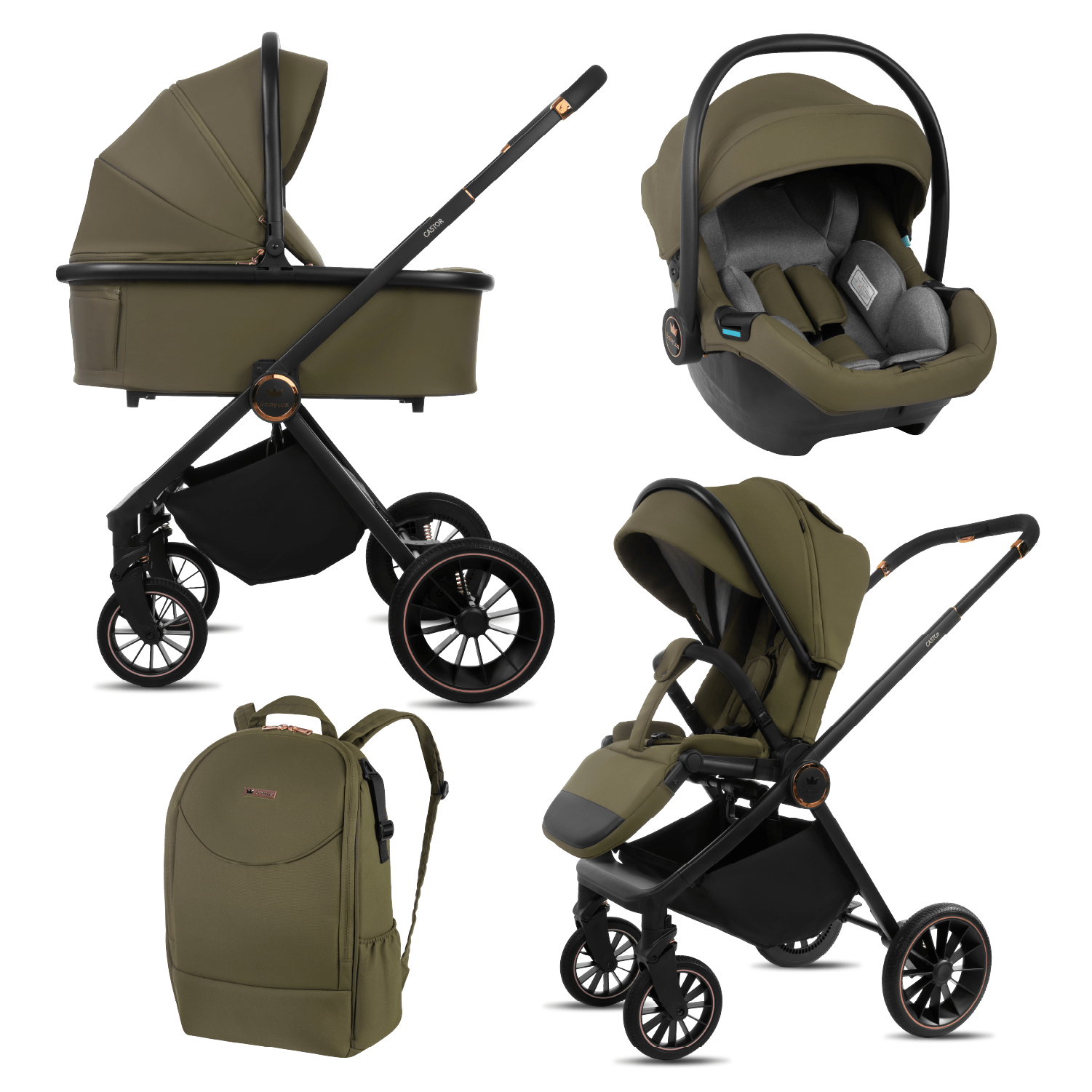 Olive 4 in 1 Pushchair – BabyLux Castor Travel System – Bild 6