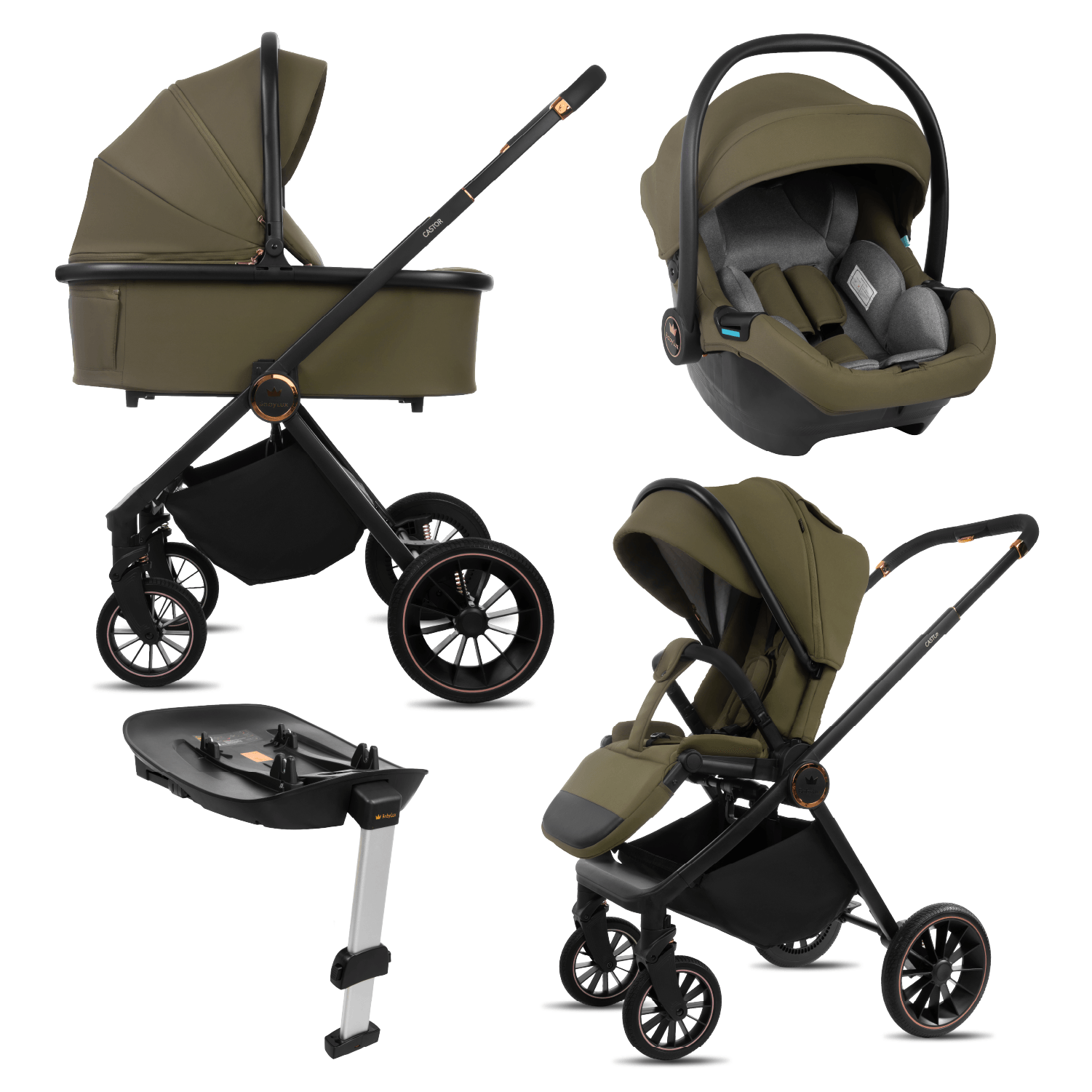 Olive 4 in 1 Pushchair – BabyLux Castor Travel System – Bild 5