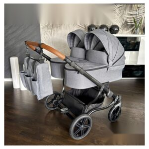 Silver Grey Twin Pram Pushchair โ ADBOR Duo Lux Travel System