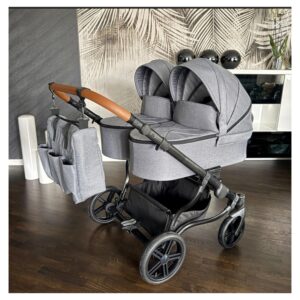 Visione alternativa di Silver Grey Twin Pram Pushchair – ADBOR Duo Lux Travel System