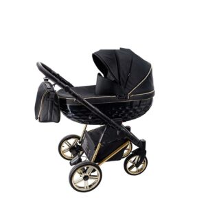 Black Mosaic & Gold 3 in 1 Pram Pushchair – ADBOR OXV-3D Travel System