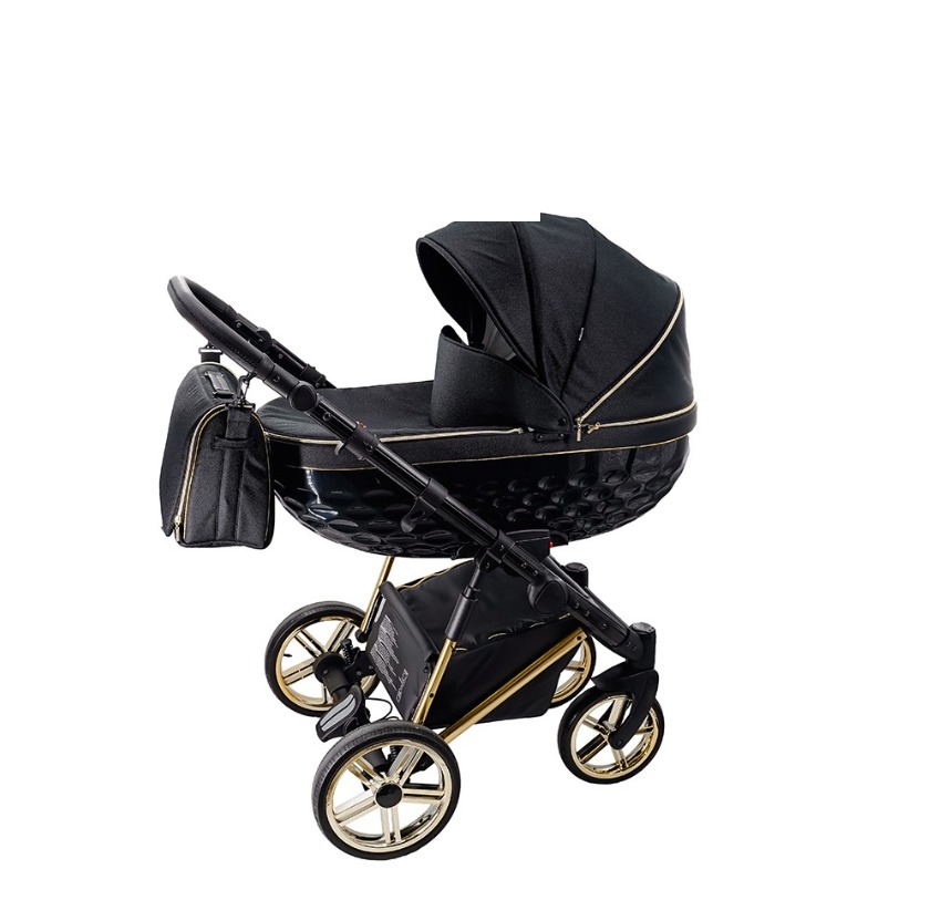 Black Mosaic & Gold 3 in 1 Pram Pushchair – ADBOR OXV-3D Travel System
