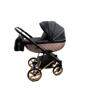 Black & Rose Gold 3 in 1 Pram Pushchair – ADBOR OXV-3D Travel System