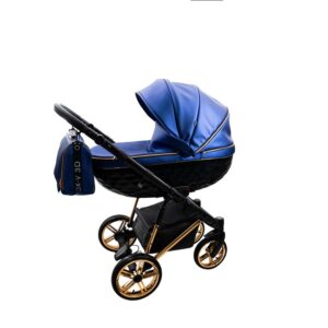 Sapphire Blue & Gold 3 in 1 Pram Pushchair – ADBOR OXV-3D Travel System