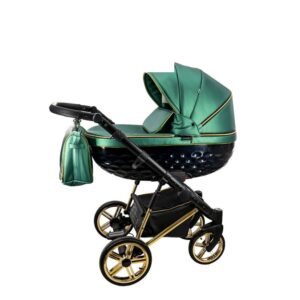 Emerald Green & Gold 3 in 1 Pram Pushchair – ADBOR OXV-3D Travel System