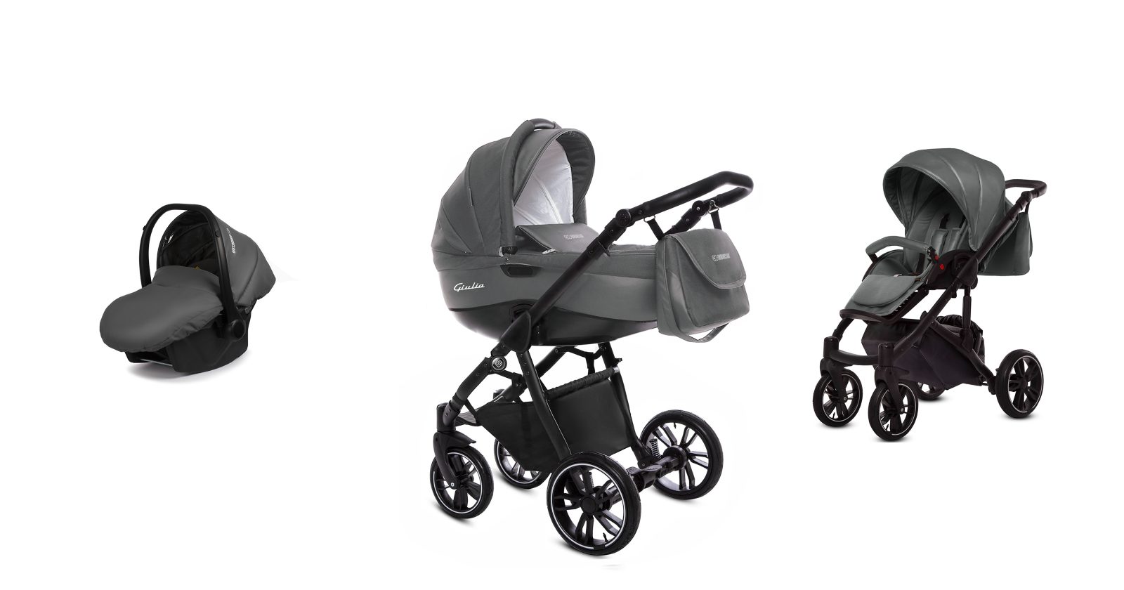 Grey Pram Pushchair 3 in 1 – BabyActive Giulia Travel System with Car Seat - Image 6
