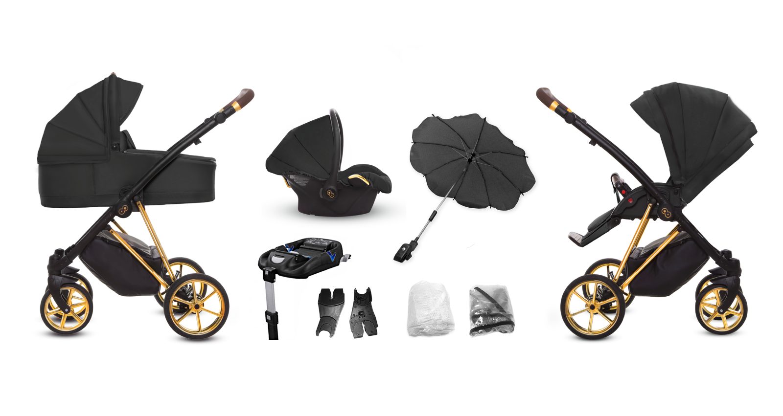 Black Pram Pushchair 4 in 1 – BabyActive Musse Ultra Travel System with Car Seat & Isofix Base - Image 6