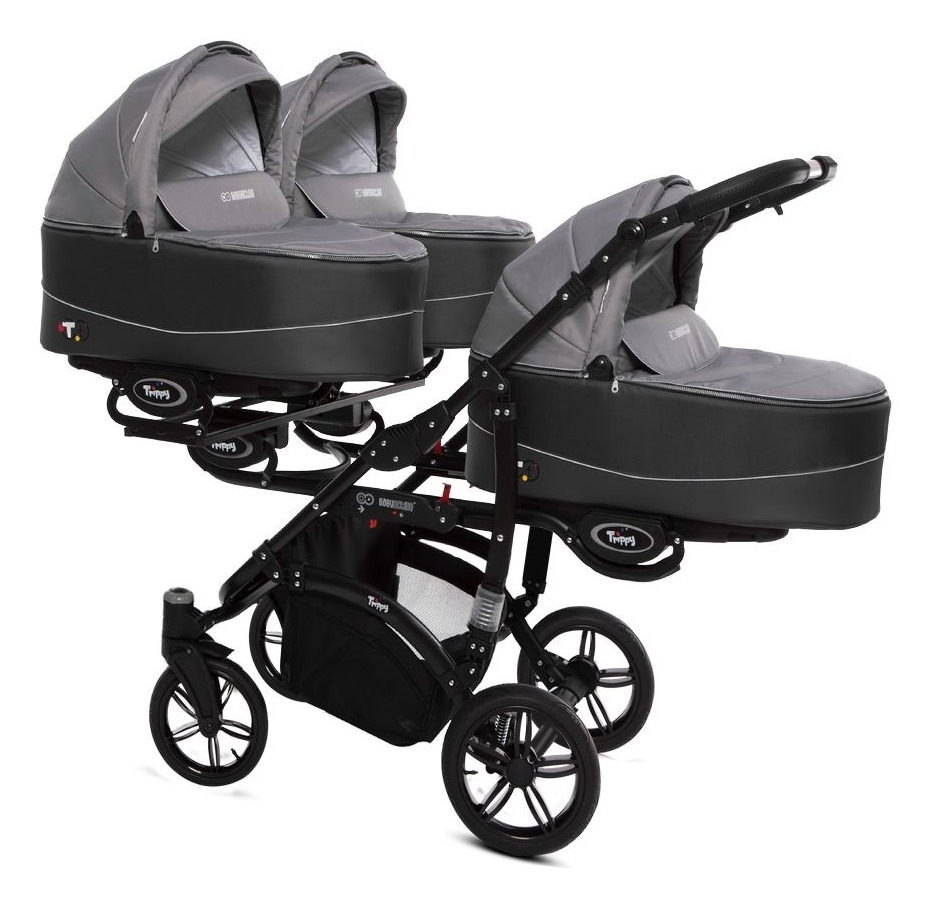 Silver Triple Pram Pushchair 3 Seater from Birth – BabyActive Trippy Triplet Travel System Full Set - Εικόνα 7