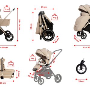 Alternative view of Beige 3 in 1 Pushchair – BabyLux Gavia Travel System