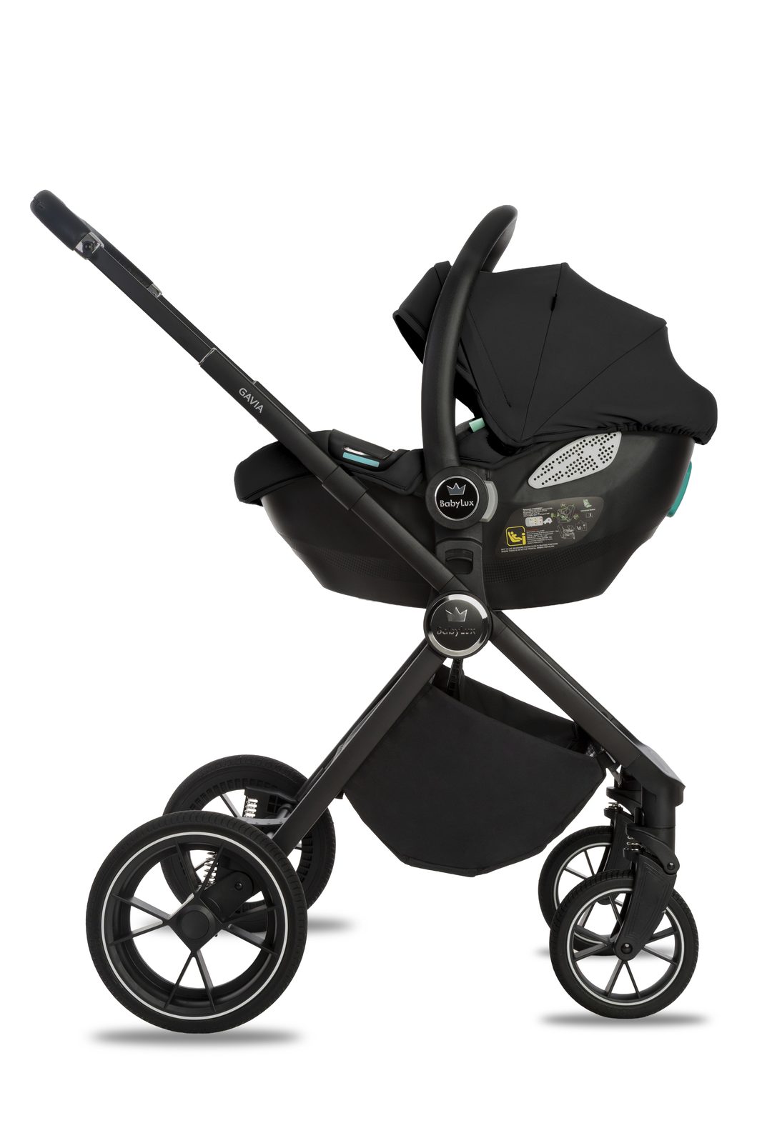 Black 3 in 1 Pushchair – BabyLux Gavia Travel System - obrazek 4