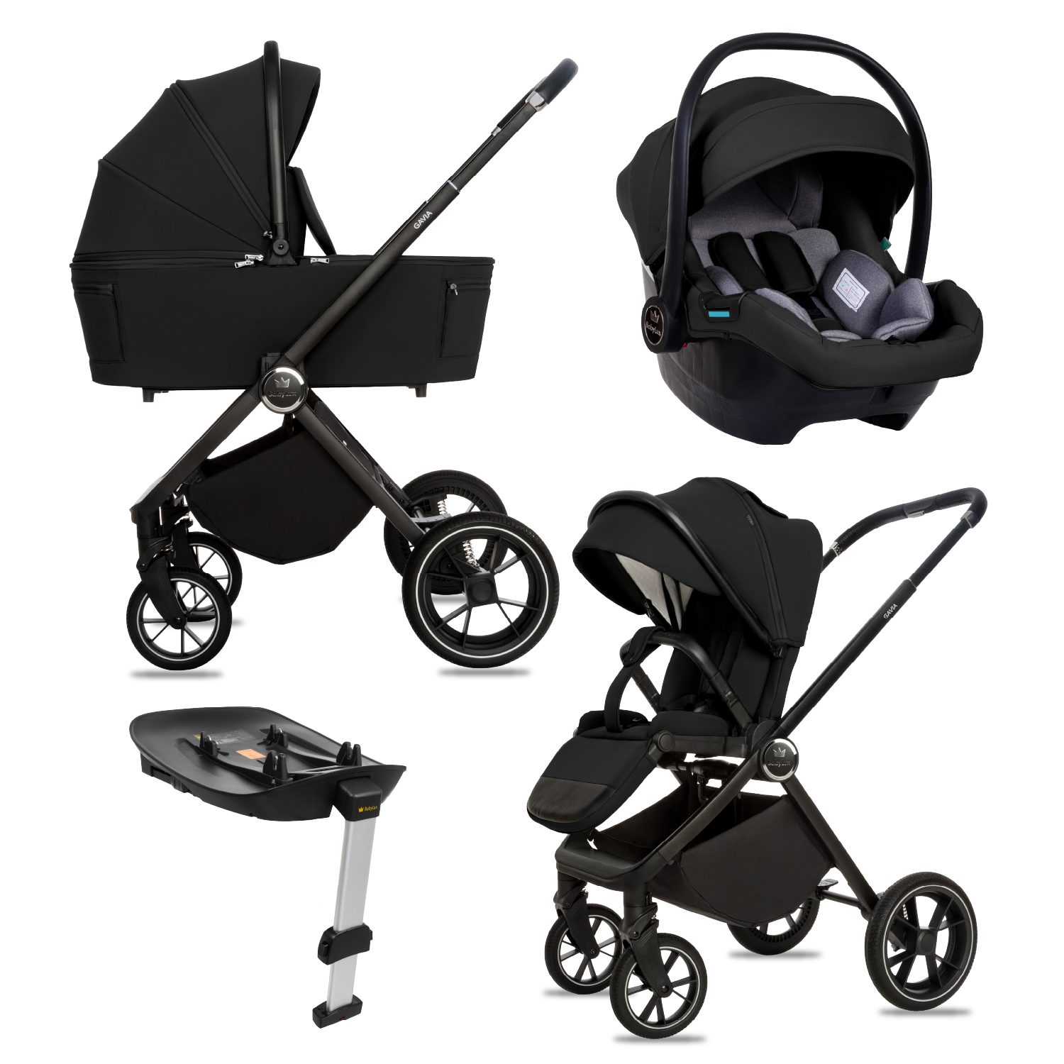 Black 3 in 1 Pushchair – BabyLux Gavia Travel System