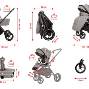 Visione alternativa di Grey 3 in 1 Pushchair – BabyLux Gavia Travel System