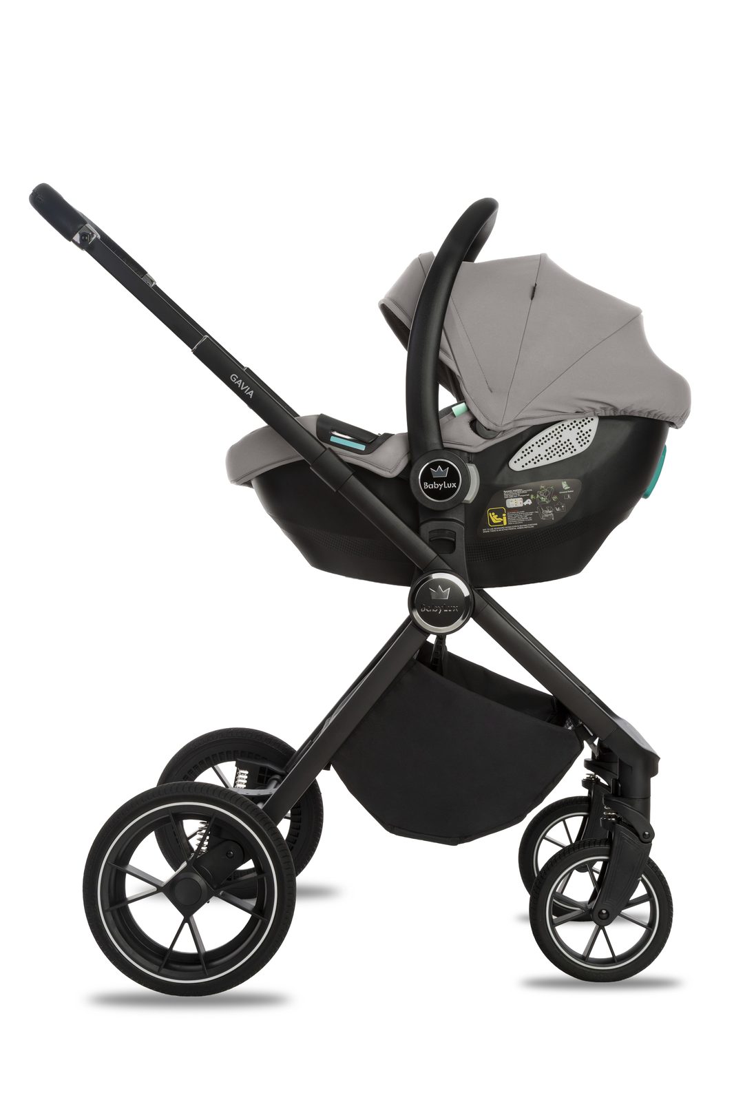 Grey 3 in 1 Pushchair – BabyLux Gavia Travel System - imagine 4