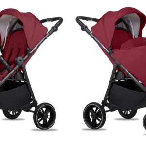 Alternative view of Burgundy 2 in 1 Pushchair – BabyLux Rolle Travel System