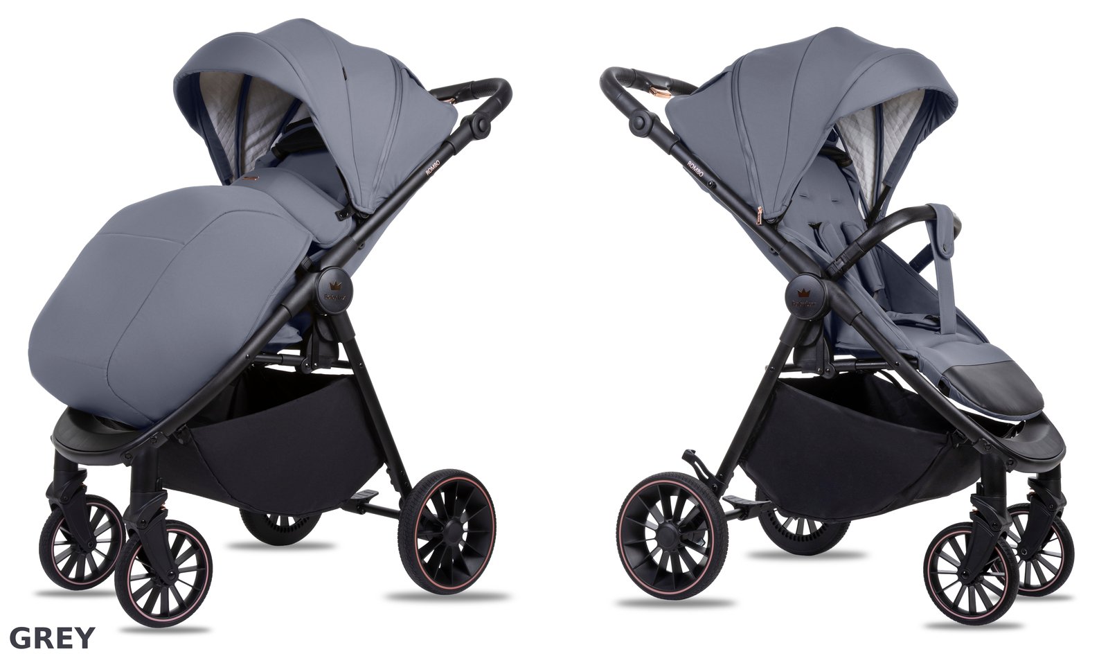 Grey 2 in 1 Pushchair – BabyLux Rombo Travel System