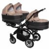 Beige Triple Pram Pushchair 3 Seater from Birth – BabyActive Trippy Triplet Travel System Full Set