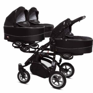 Black Triple Pram Pushchair 3 Seater from Birth – BabyActive Trippy Triplet Travel System Sport Set