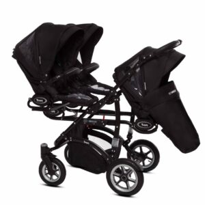 Alternative view of Black Triple Pram Pushchair 3 Seater from Birth – BabyActive Trippy Triplet Travel System Sport Set