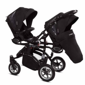 Alternative view of Black Twin Pram Pushchair – BabyActive Twinni Travel System Full Set
