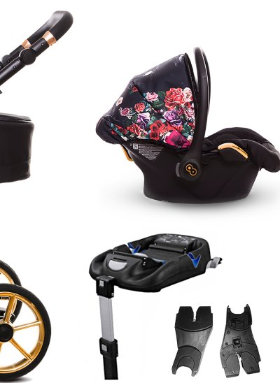 Dark Rose Pattern Pram Pushchair 4 in 1 – BabyActive Musse Rose Travel System with Car Seat & Isofix Base - Εικόνα 4
