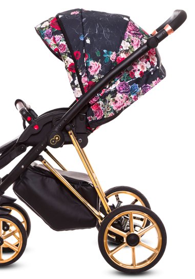Dark Rose Pattern Pram Pushchair 4 in 1 – BabyActive Musse Rose Travel System with Car Seat & Isofix Base - Εικόνα 6