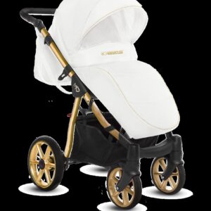 Alternative view of Gold Trim Pram Pushchair 2 in 1 – BabyActive Mommy Glossy White Travel System