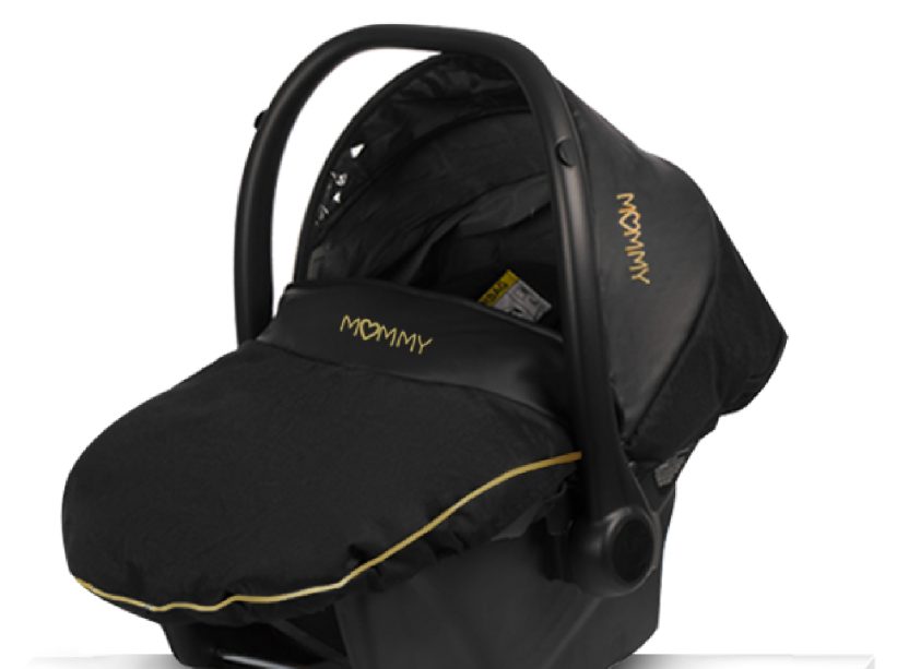 Gold Trim Pram Pushchair 3 in 1 – BabyActive Mommy Glossy Black Travel System with Car Seat - Obrázek 5