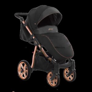 Vista alternativa de Rose Gold Trim Pram Pushchair 2 in 1 – BabyActive Mommy Glossy Black Travel System